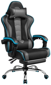 Yaheetech Gaming-Stuhl mit Massagefunktion & Kopfstütze & Fußstütze Ergonomischer PC-Stuhl, Drehstuhl Computerstuhl Verstellbare Rückenlehne