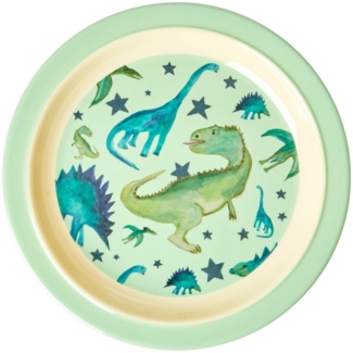 rice Frühstücksteller Rice Kinderteller - Hellgrün - Plate With Dino Print