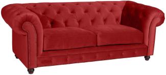 Sofa 2,5-Sitzer Kathe Bezug Samtvelours Buche nussbaum dunkel / ziegel 22511