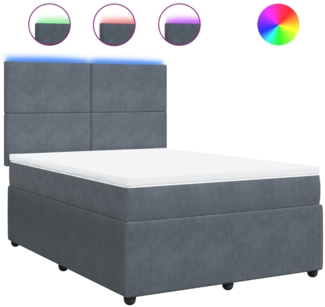 vidaXL Boxspringbett mit Matratze Dunkelgrau 160x200 cm Samt 3294677