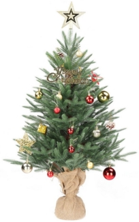 FCH Künstlicher Weihnachtsbaum 90cm 100 Zweige, Basis aus Baumwolle und Leinen, PE-Material