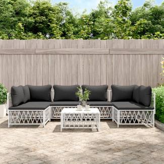 vidaXL 7-tlg. Garten-Lounge-Set mit Kissen Weiß Stahl 3186910