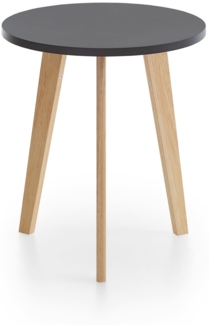 Homes & Jones Beistelltisch Johann Ø50x50 cm mit schwarzer Tischplatte & Massivholzfüßen - Runder Wohnzimmertisch, modernes Natur-Design - Stilvoller Ablagetisch, Wohnzimmer & mehr