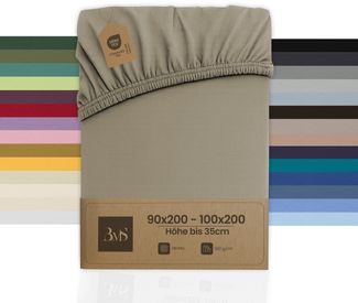 Jersey Spannbettlaken braun (taupe) 90x200 - 100x200 cm Höhe bis 35cm