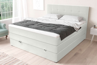 99rooms Madagaskar Boxspringbett Kunstleder MADRYT Weiß 180x200 cm Taschen-Federung