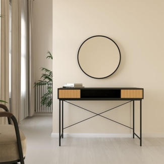Bronx71 Schreibtisch Maury schwarz / Eiche hell 120x55x77cm