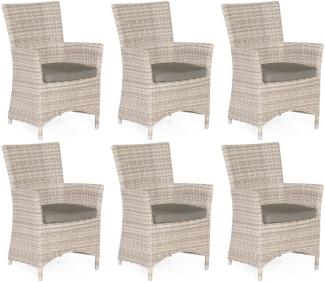 Sonnenpartner 6er-Set Garten-Sessel Ikarus Aluminium mit Polyrattan white-coral Gartenstuhl