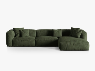 Micadoni Ecksofa Martina 3-Sitzer Samt Grün Rechts