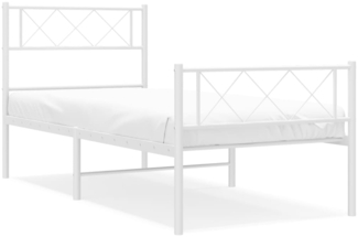 vidaXL Bettgestell mit Kopf- und Fußteil, Metall, Weiß, 100x190 cm