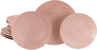CreaTable, 23719, Serie Catania Peach, 12-teiliges Geschirrset, Teller Set aus Steinzeug, spülmaschinen- und mikrowellengeeignet, Qualitätsproduktionnew
