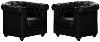 Vente-unique - Sessel 2er-Set - Kunstleder - Schwarz - CHESTERFIELD