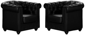 Vente-unique - Sessel 2er-Set - Kunstleder - Schwarz - CHESTERFIELD