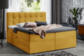 99rooms Hugo Boxspringbett Velours MONOLITH 200x200 cm Gelb