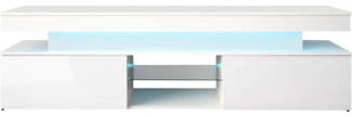 TV-Lowboard 2D 190 Serkuzo (Farbe: Weiß / Weiß Hochglanz)