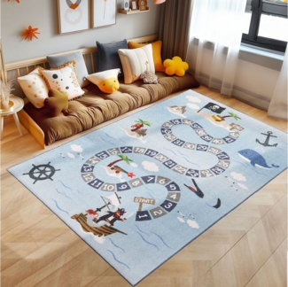SIMPEX24 Teppich Piraten Design, Rechteckig, Höhe: 7 mm, Kinderteppich Piraten Design Teppich Kinderzimmer Rutschfest Waschbar
