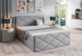 Boxspringbett Schlafzimmerbett KOSMOS 200x200 cm Stoff Inari Hellgrau