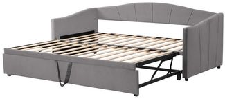 BlingBin Polsterbett Ausziehbares Schlafsofa Einzelbett Doppelbett Funktionsbett (Jugendbett mit Lattenrosten, Kinderbett, 1-tlg, 90/180*200 cm, Ohne Matratze, Gewichtskapazität: 120kg), Multifunktionsbett für Schlafzimmer, Hautfreundlichem Samtstoff, ...