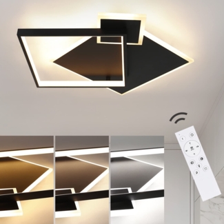 ZMH Deckenlampe LED Deckenleuchte Wohnzimmer - Schwarz Dimmbar 50W Wohnzimmerlampe Modern Design mit Fernbedienung aus Metall Deckenbeleuchtung für Esszimmer Küche Jugendzimmer Schlafzimmer