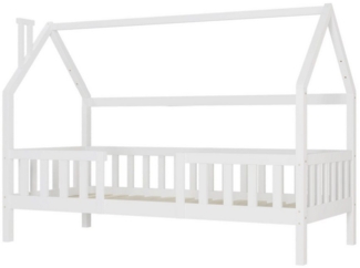 HAUSS SPLOE Kinderbett Kinderbett Holzbett Einzelbett Hausbett Bettrahmen (0-tlg, 90x200cm Weiß mit Lattenrost ohne Matratze), Platz sparen