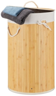 3 x Wäschekorb Bambus rund creme