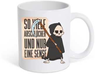 Youth Designz Tasse Nur eine Sense Kaffeetasse Geschenk mit lustigem Spruch, Keramik, mit Skelett Print