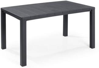 Dmora Gartentisch Listowel, Picknickbasis, Garten-Esstisch, Mehrzweck-Außenbank, 147x90 h75 cm, Anthrazit