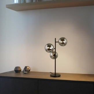 HOME DELUXE Tischlampe aus Glas VIOLA - Rauchgrau
