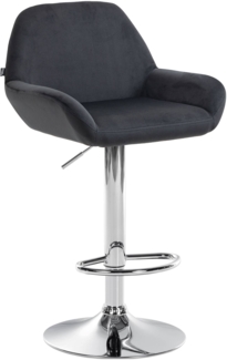 DELUKE® Barhocker DUBLIN - Schwarz, Samt, Chrom Barhocker mit Lehne Barstuhl Tresenhocker Tresenstuhl Kneipenhocker Kneipenstuhl