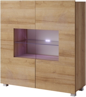 Kommode Calabrini BR01 (Farbe: Eiche Gold, mit blauer LED Beleuchtung)