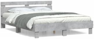 vidaXL Bettgestell mit Kopfteil Betongrau 150x200 cm Holzwerkstoff 3207416