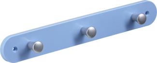 Hettich Garderobenleiste 3 Haken 28,0 x 4,0 x 0,8 cm hellblau