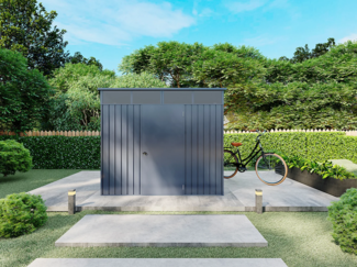 Vente-unique - Gartenhaus aus verzinktem Stahl - Anthrazitgrau - 4,6 m² - CLAFTON