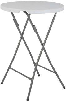 Acamp Stehtisch klappbar 80 cm Le Havre | Stehtisch Outdoor-geeignet & wetterfest beschichtet | Bartisch mit pflegeleichtem Stahlrohr-Gestell | Klapptisch rund | Gartentisch in Silber-Grau