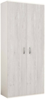 Dmora Kleiderschrank 2 Türen Bandu, Schlafzimmermöbel, Begehbarer Kleiderschrank mit Türen, Garderobe, Made in Italy, 80x52h170 cm, Weiß und Eiche