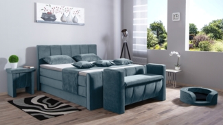 Meisterbetten Boxspringbett Roki 160x220 in VS-Hellblau, Matratzenbezug Nano, Ergoflex-Topper, mit Fussteil