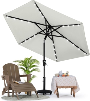 Sonnenschirm 230 cm mit Solar-LED Beleuchtung, Wetterschutz, Aluminium-Pole in