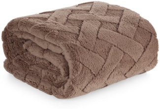 Wohndecke CARO Design91 Karierte Kuscheldecke ideales Geschenk Weiche warme Decke 70x160 cm dunkelbeige