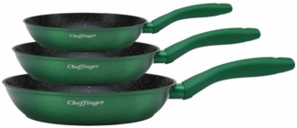 Cheffinger Topf-Set Pfannenset 3 tlg. Geschmiedetes Aluminium 20/24/28cm + 3 Pfannenschutz