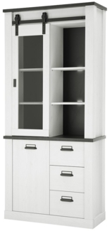Vitrine Shilo / Sherwood , Holzwerkstoff, Metall , Weiß , 93 x 201 x 38 cm