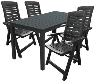 Garten Sitzgarnitur Gartenmöbel Outdoormöbel 5tlg Anthrazit Holzoptik