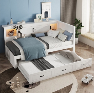 Ulife Daybett Tagesbett, Schlafsofa, mit Ausziehbares Bett, LED-Leuchten, Schlafsofa mit Ambientebeleuchtung, 90x200 cm/90x190 cm