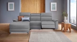 Places of Style Ecksofa Pareli, L-Form, 259cm,m. Recamiere, Echtleder, Kunstleder, Webstoff, man. o. elektr. Relaxfunktion, USB/Kopfteilverstellg u. LED