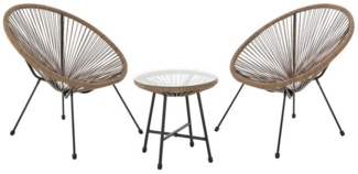 SVITA Bali Balkon-Möbel 3-TLG. Polyrattan Lounge-Set Balkon-Set Braun