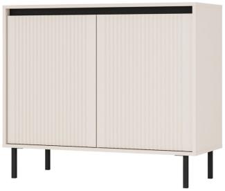 Furnix Kommode Kersi 812 Sideboard mit zwei Türen Metallbeine top moderne Farben, Lamellen-Design