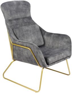 Relaxsessel Samtvelours Grau Sessel Polstersessel Ohrensessel Loungesessel