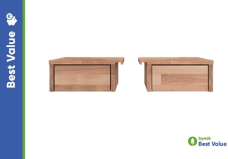 byoak Nachtkommode PENNY mit Schubladen aus Massivholz, Linkes und Rechtes Paar, Geölt