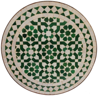 Mosaik-Beistelltisch Ø45 cm Grün Weiß glasiert