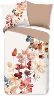 Good Morning Baumwoll-Bettwäsche 155x220 Coco Blätter Herbst lachs off-white 33170