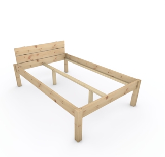 Pfostenbett "metallarm" Zirbe Holzbett "Daybett" 120 x 190cm 48cm Einzelbett