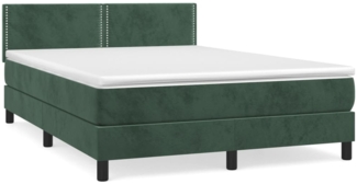 vidaXL Boxspringbett mit Matratze Dunkelgrün 140x190 cm Samt 3141242